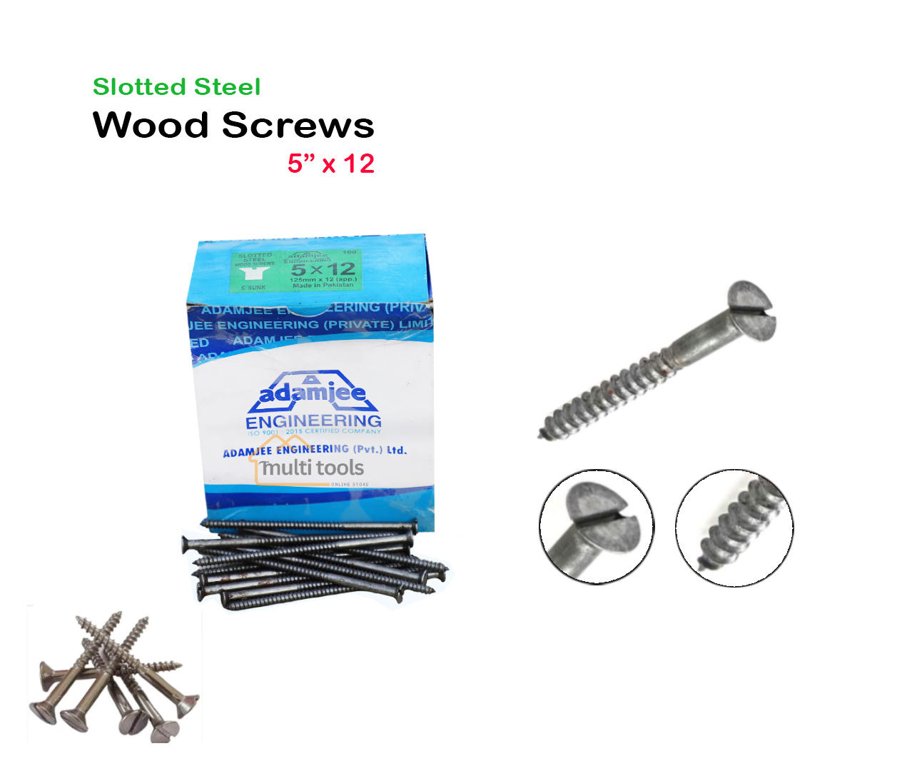  Slotted Steel Wood Screws 5” X 12